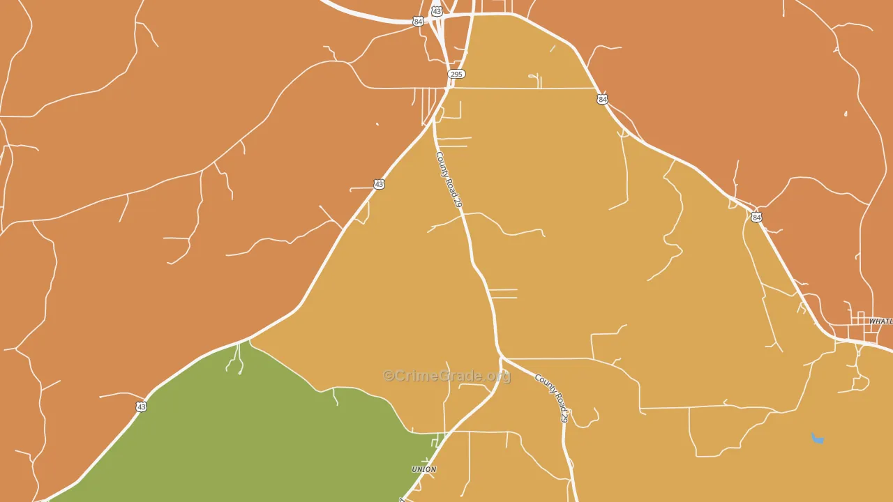 McVay, AL Map of Robbery Rates