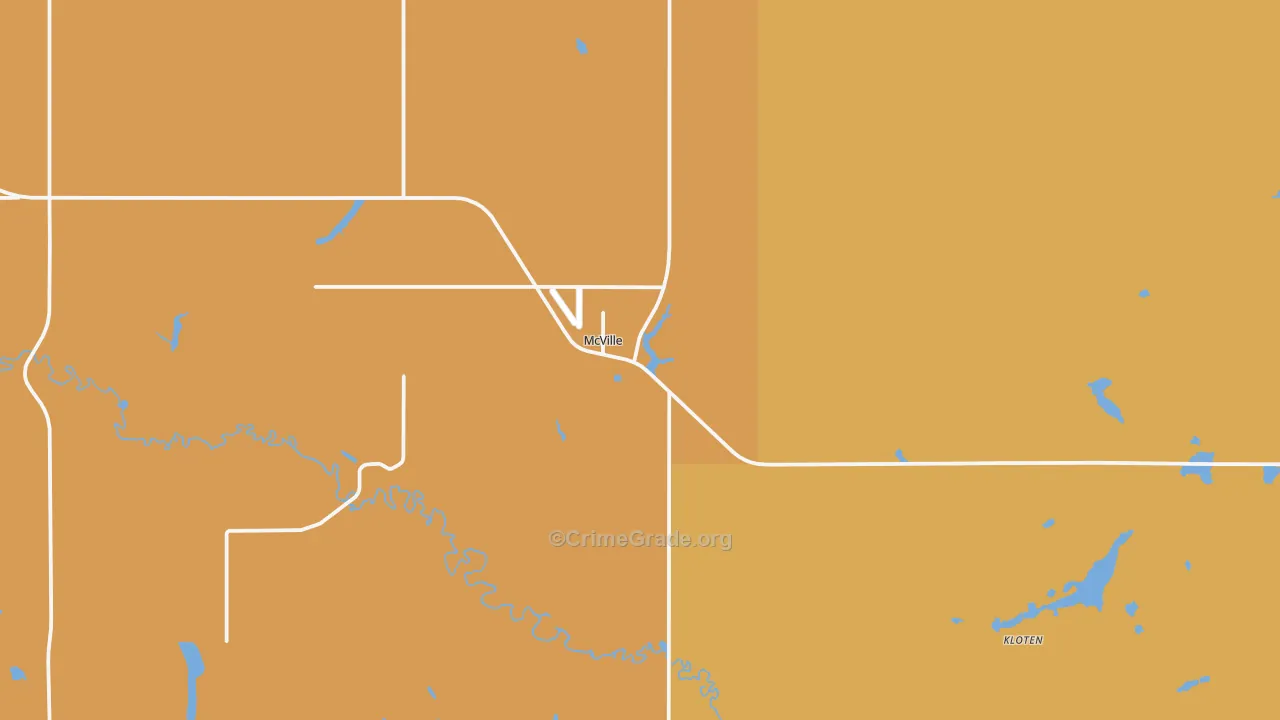 Mcville, ND Map of Robbery Rates