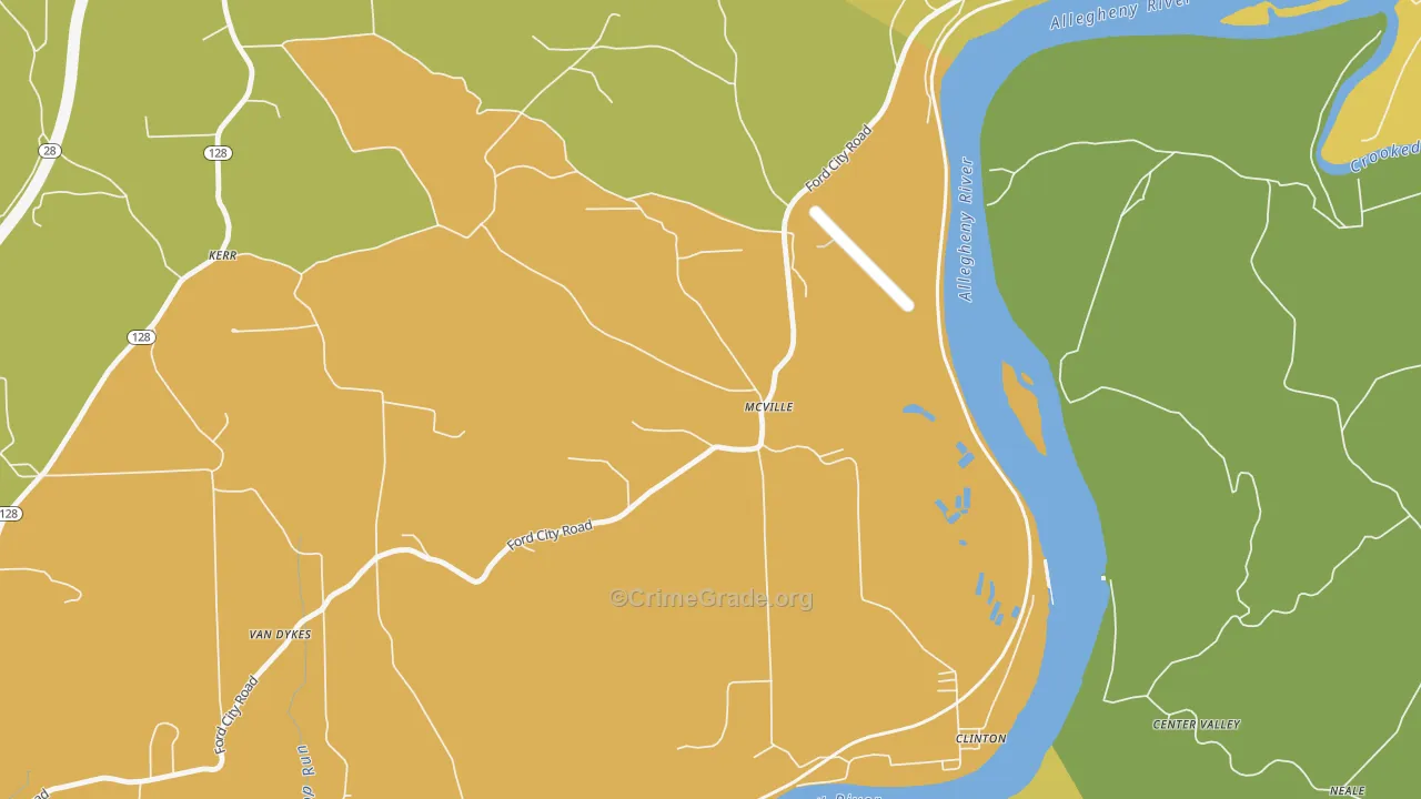 McVille, PA Map of Robbery Rates