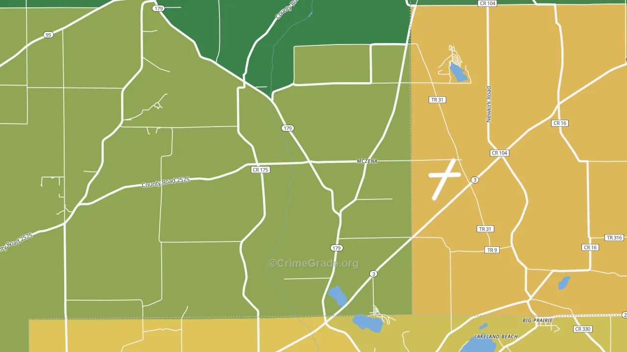 McZena, OH Map of Robbery Rates