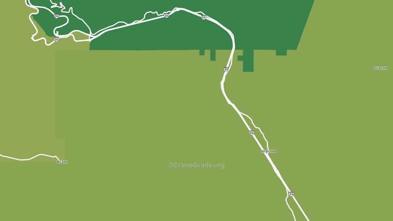 Meacham, OR Map of Robbery Rates