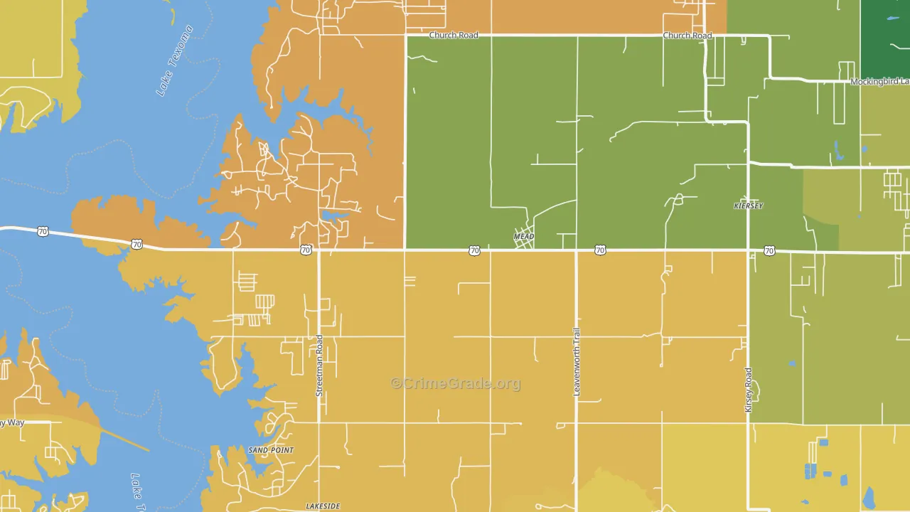 Mead, OK Map of Robbery Rates