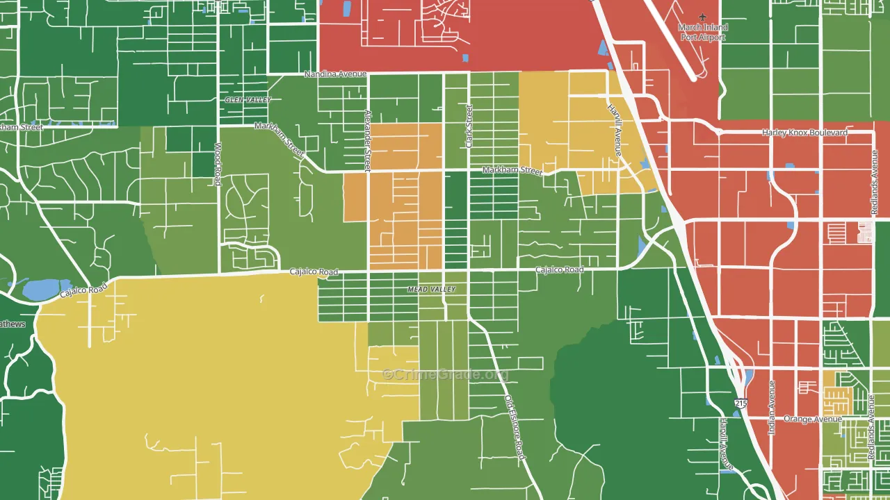 Mead Valley, CA Map of Robbery Rates