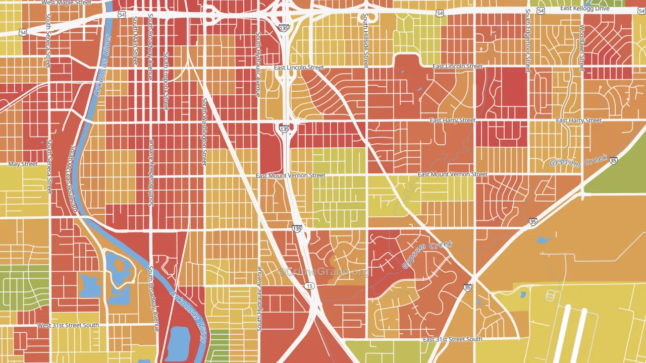 Mead, Wichita, KS Map of Robbery Rates