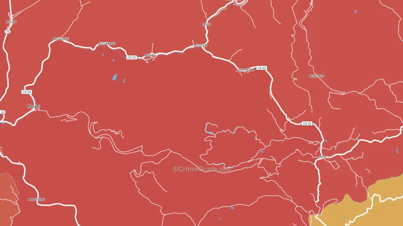 Mead, WV Map of Robbery Rates