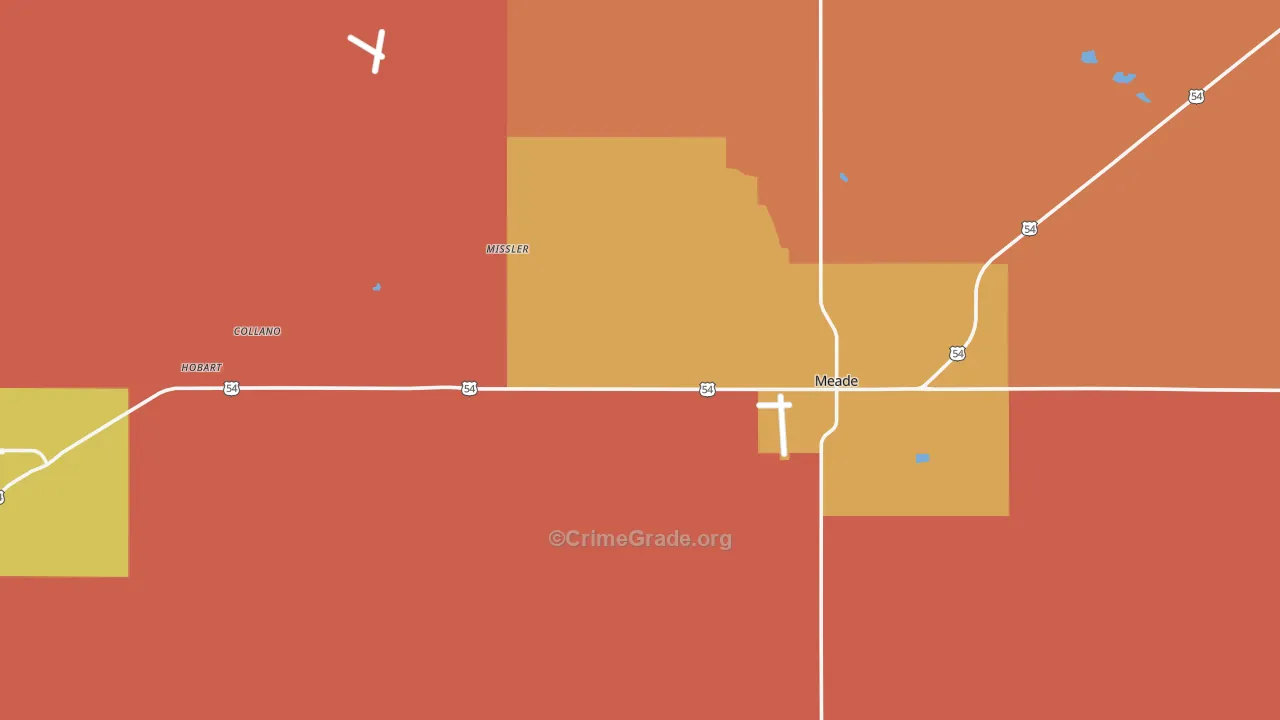 Meade County, KS Map of Robbery Rates