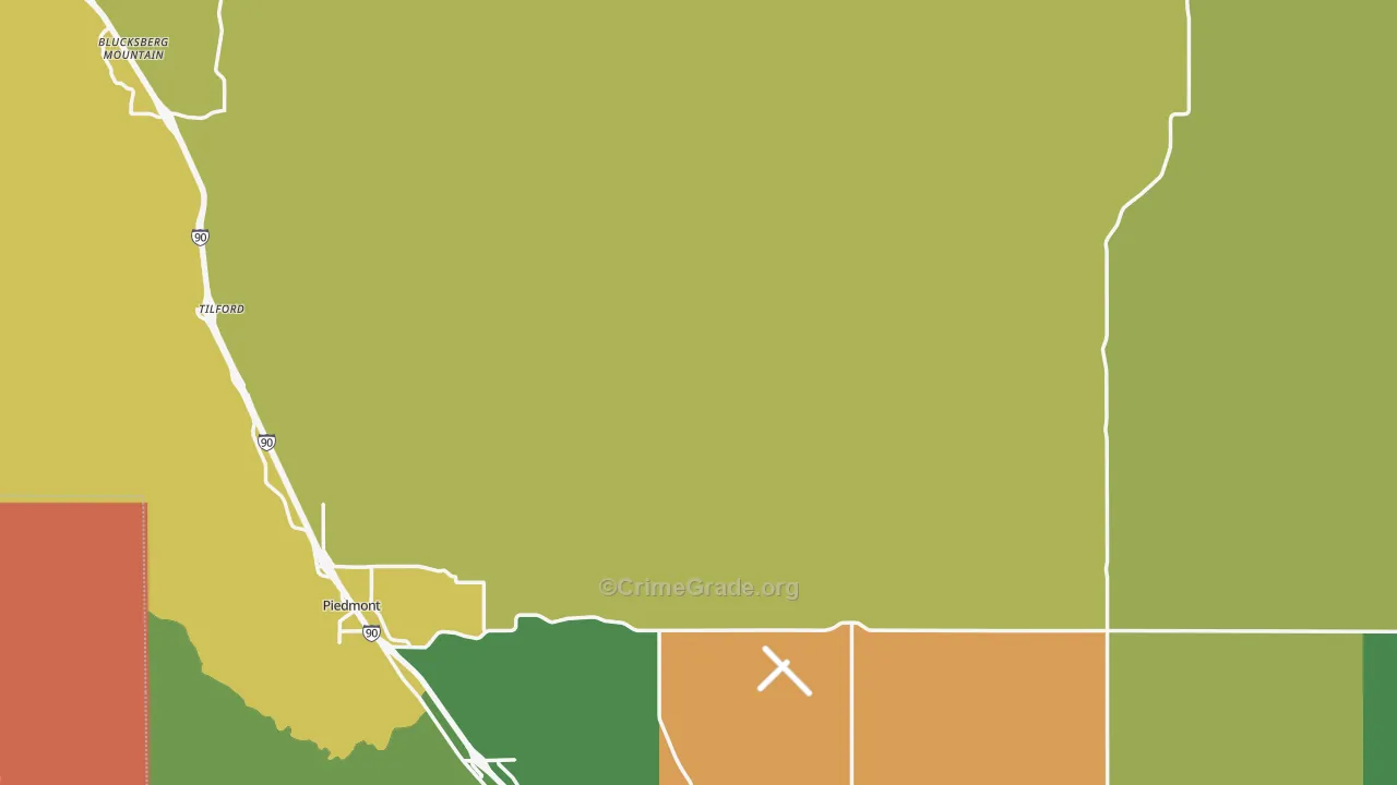 Meade County, SD Map of Robbery Rates