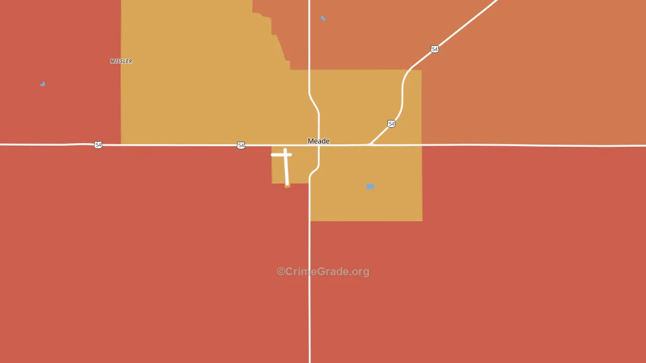 Meade, KS Map of Robbery Rates