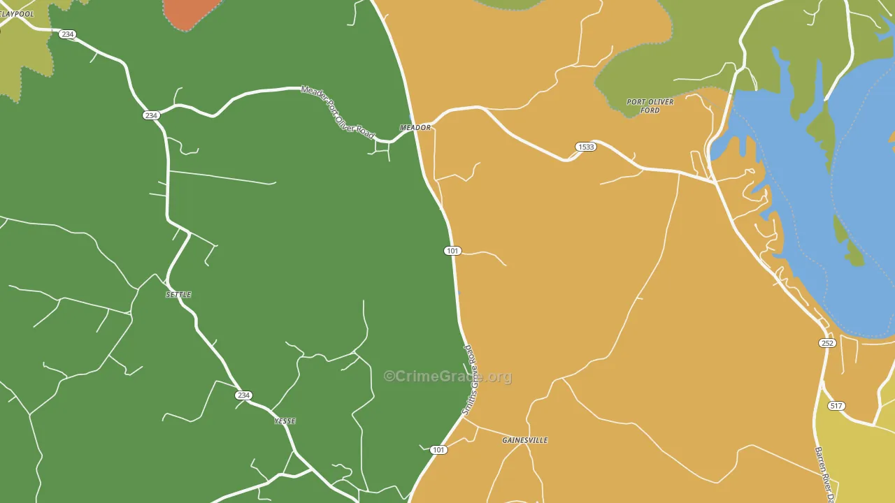 Meador, KY Map of Robbery Rates