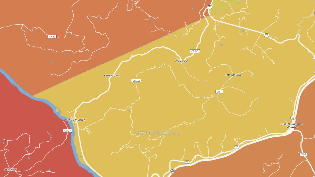 Meadow Creek, WV Map of Robbery Rates