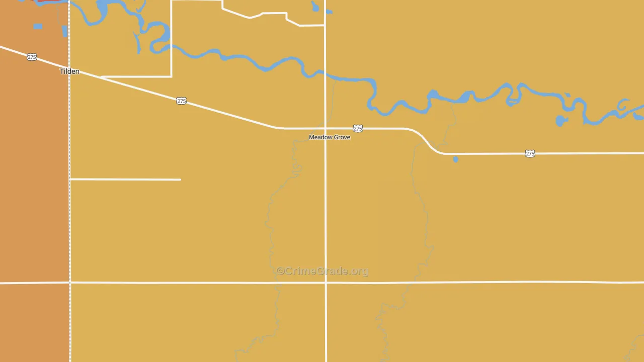 Meadow Grove, NE Map of Robbery Rates