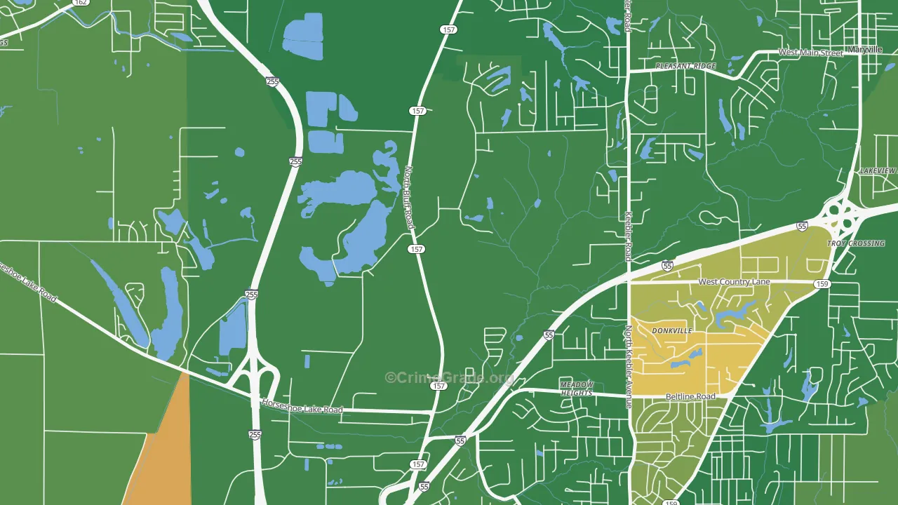Meadow Heights, IL Map of Robbery Rates