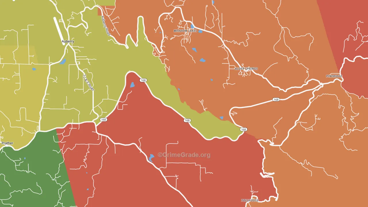 Meadow Lakes, CA Map of Robbery Rates