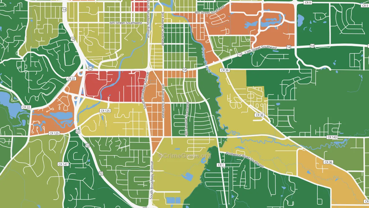 Meadow Park, Rochester, MN Map of Robbery Rates