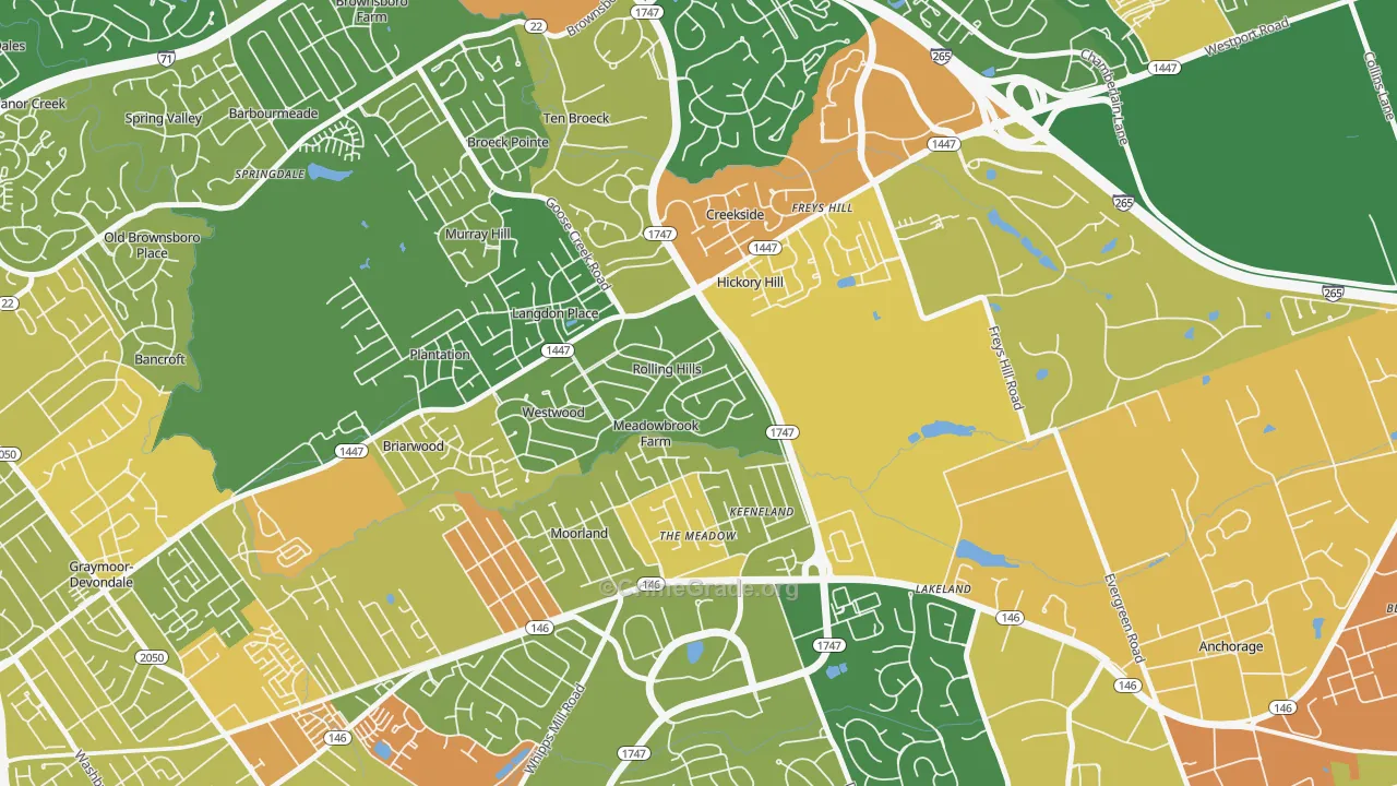 Meadow Vale, KY Map of Robbery Rates