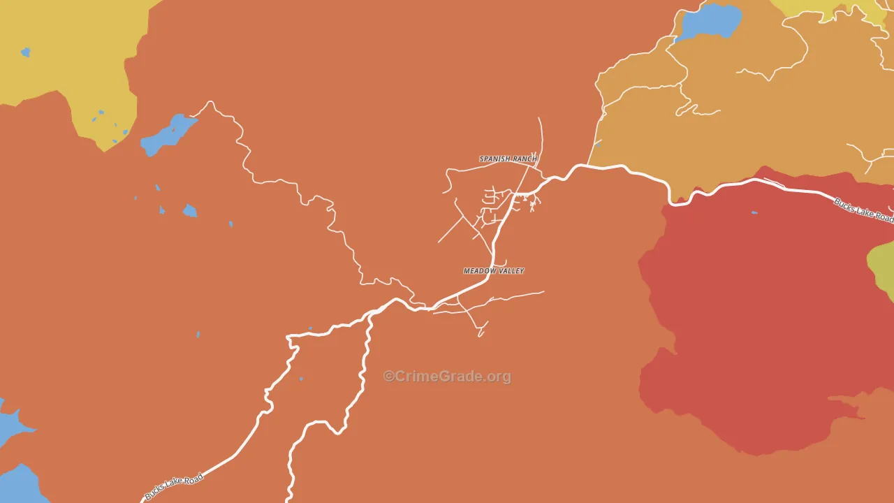 Meadow Valley, CA Map of Robbery Rates