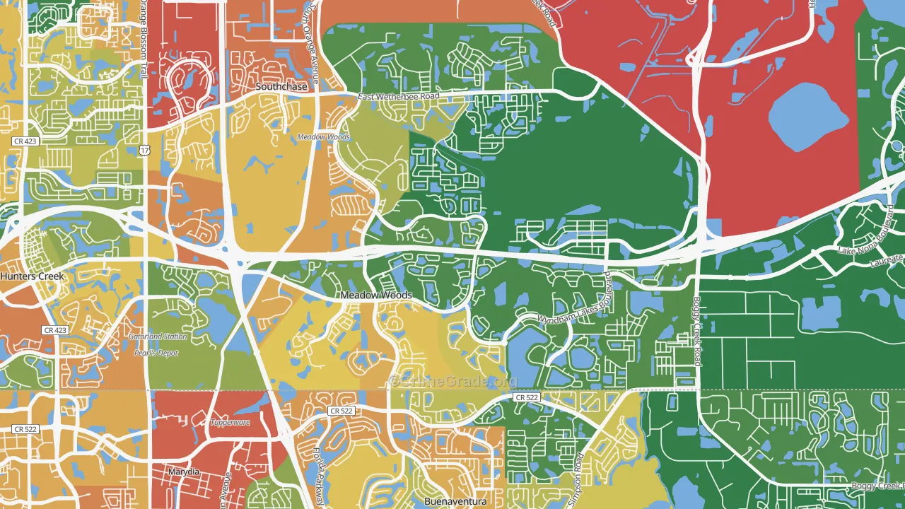 Meadow Woods, FL Map of Robbery Rates
