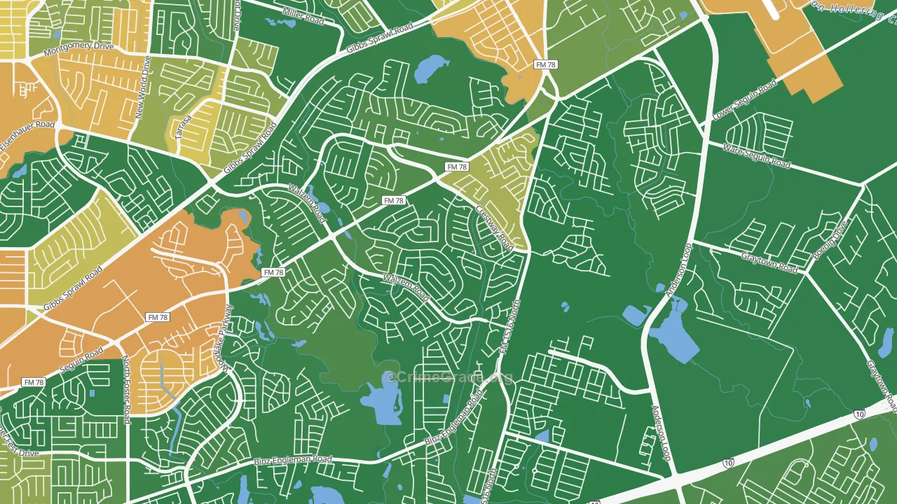 Meadowbrook, Converse, TX Map of Robbery Rates