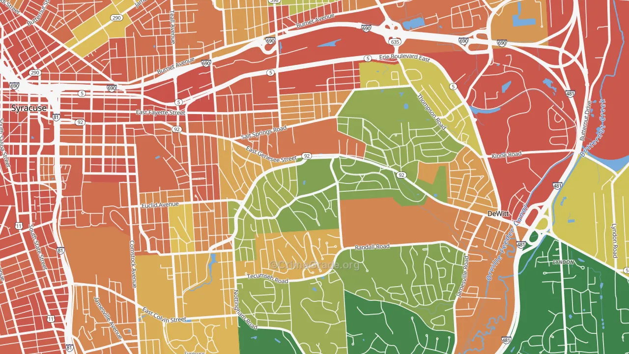 Meadowbrook, Syracuse, NY Map of Robbery Rates