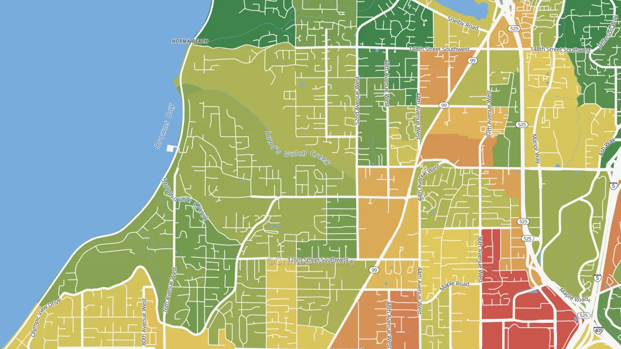 Meadowdale, Lynnwood, WA Map of Robbery Rates