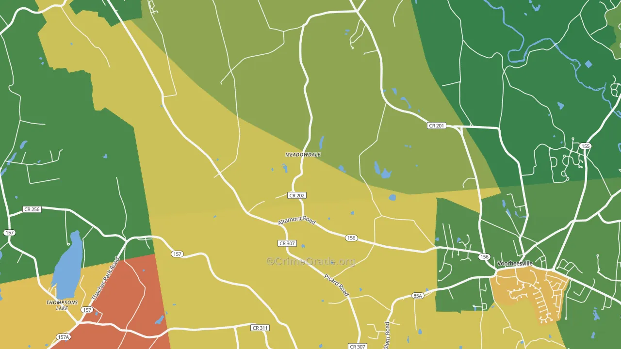 Meadowdale, NY Map of Robbery Rates