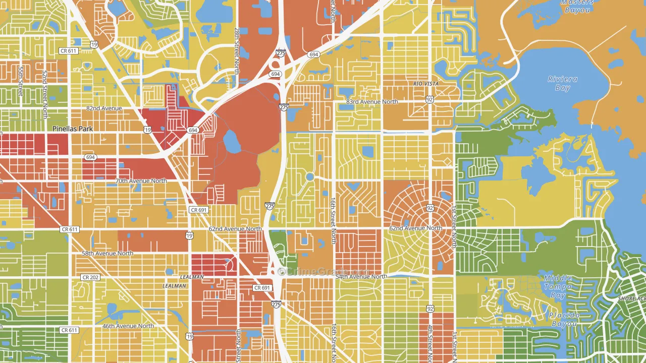 Meadowlawn, St. Petersburg, FL Map of Robbery Rates