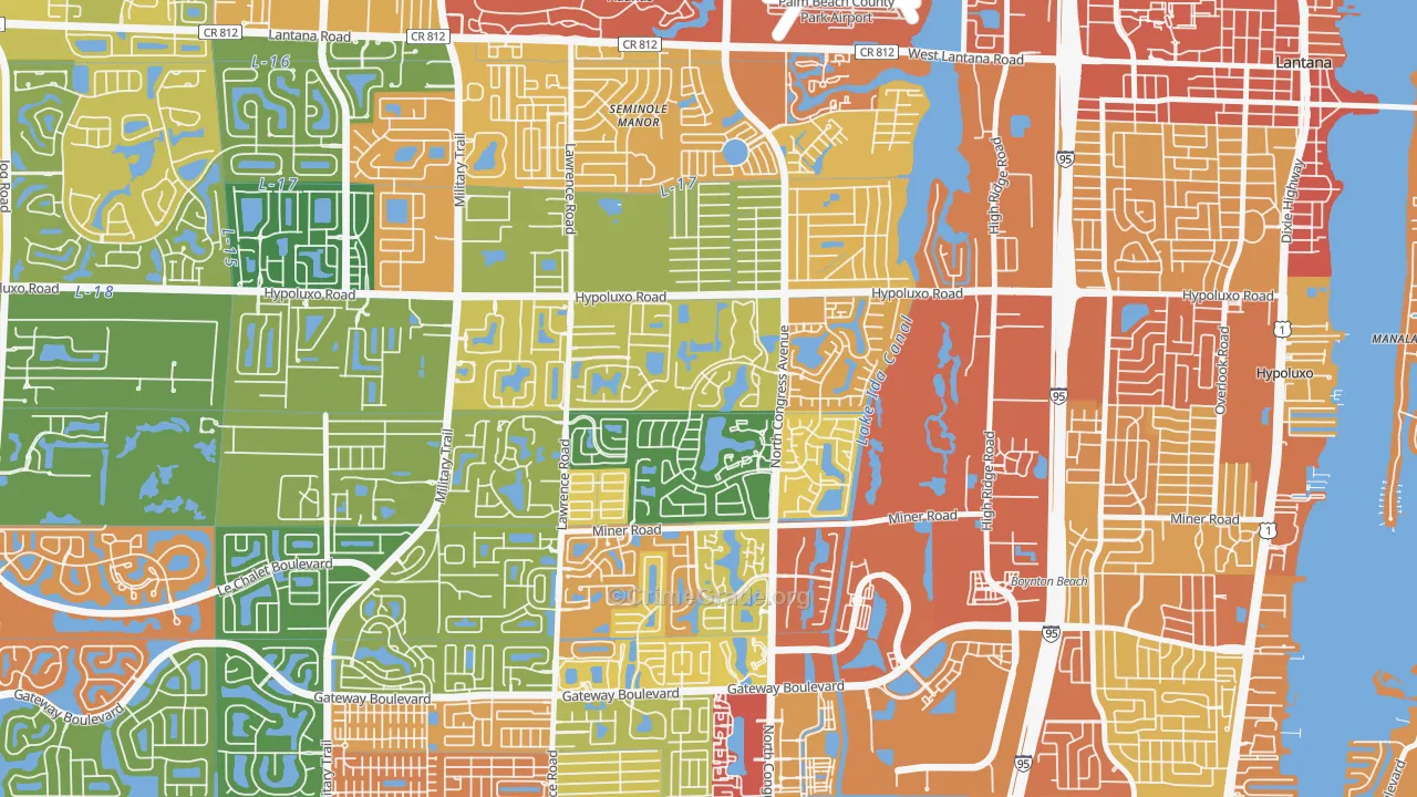 Meadows, Boynton Beach, FL Map of Robbery Rates