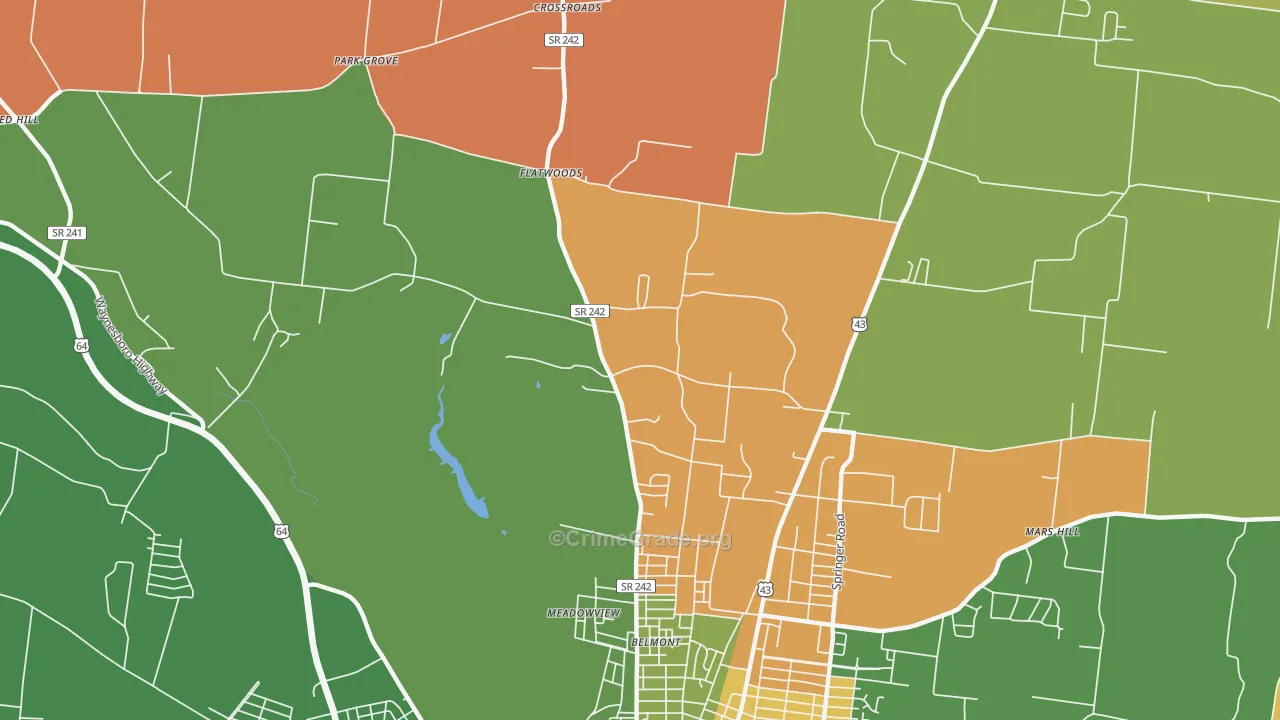 Meadowview, TN Map of Robbery Rates