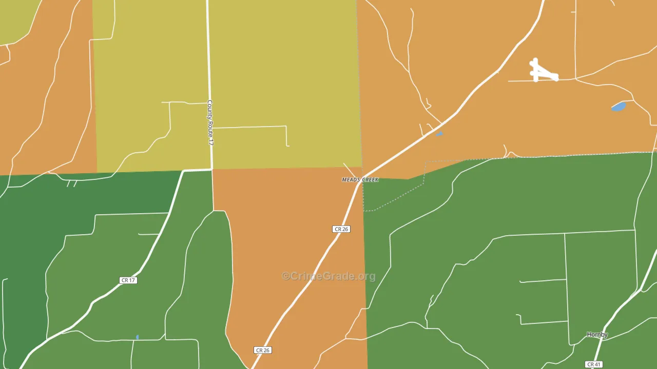 Meads Creek, NY Map of Robbery Rates