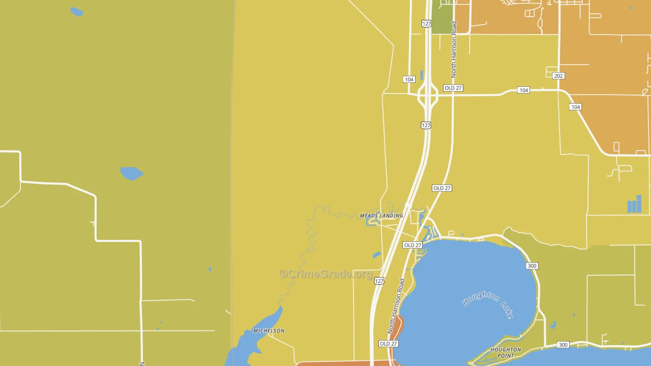 Meads Landing, MI Map of Robbery Rates