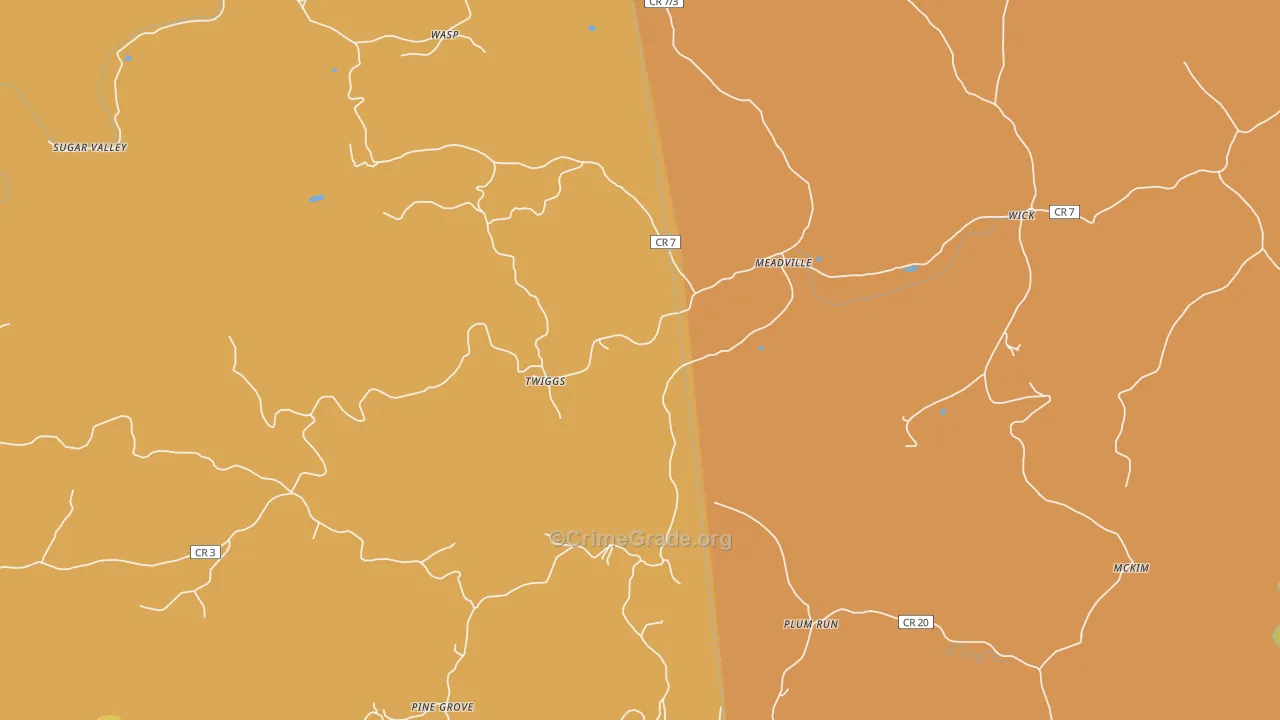 Meadville, WV Map of Robbery Rates