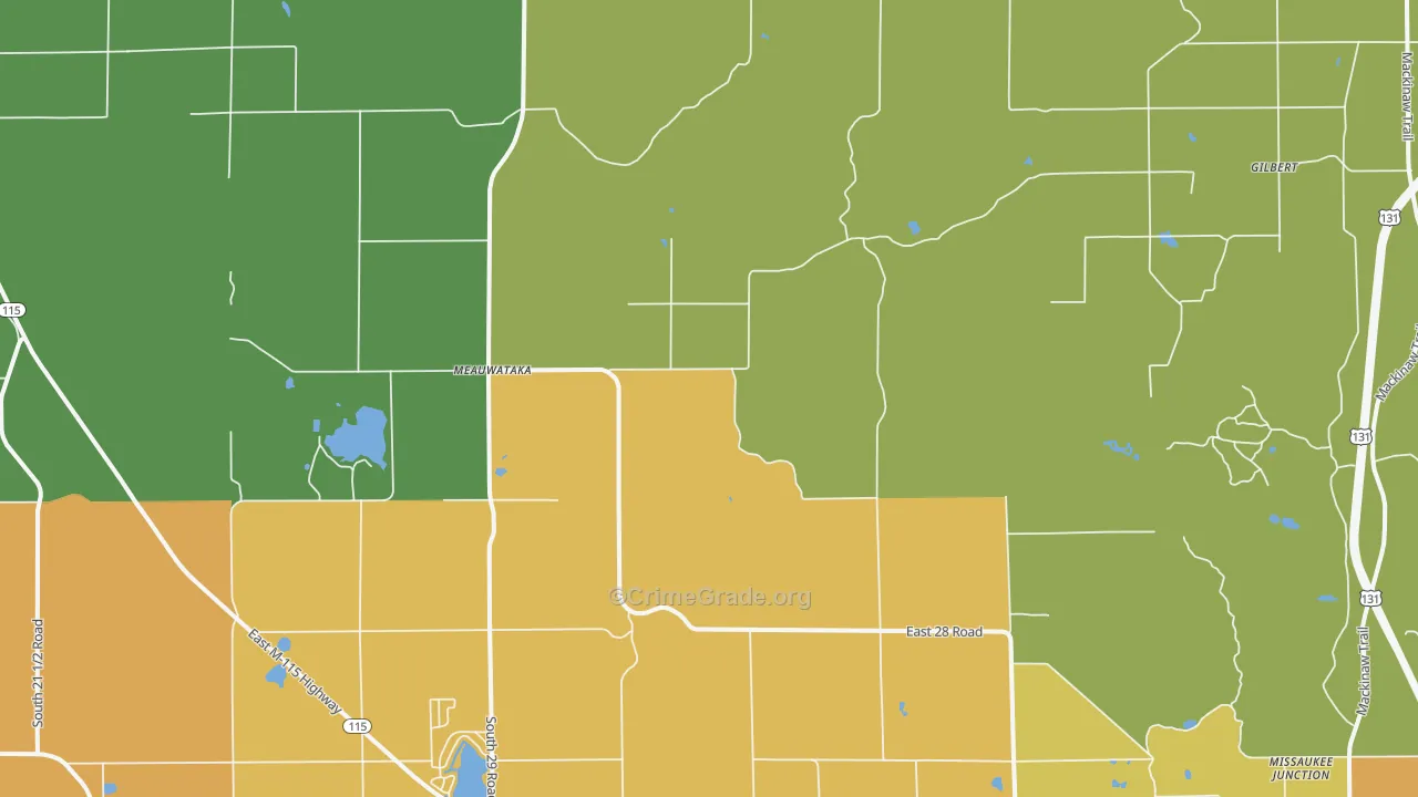 Meauwataka, MI Map of Robbery Rates