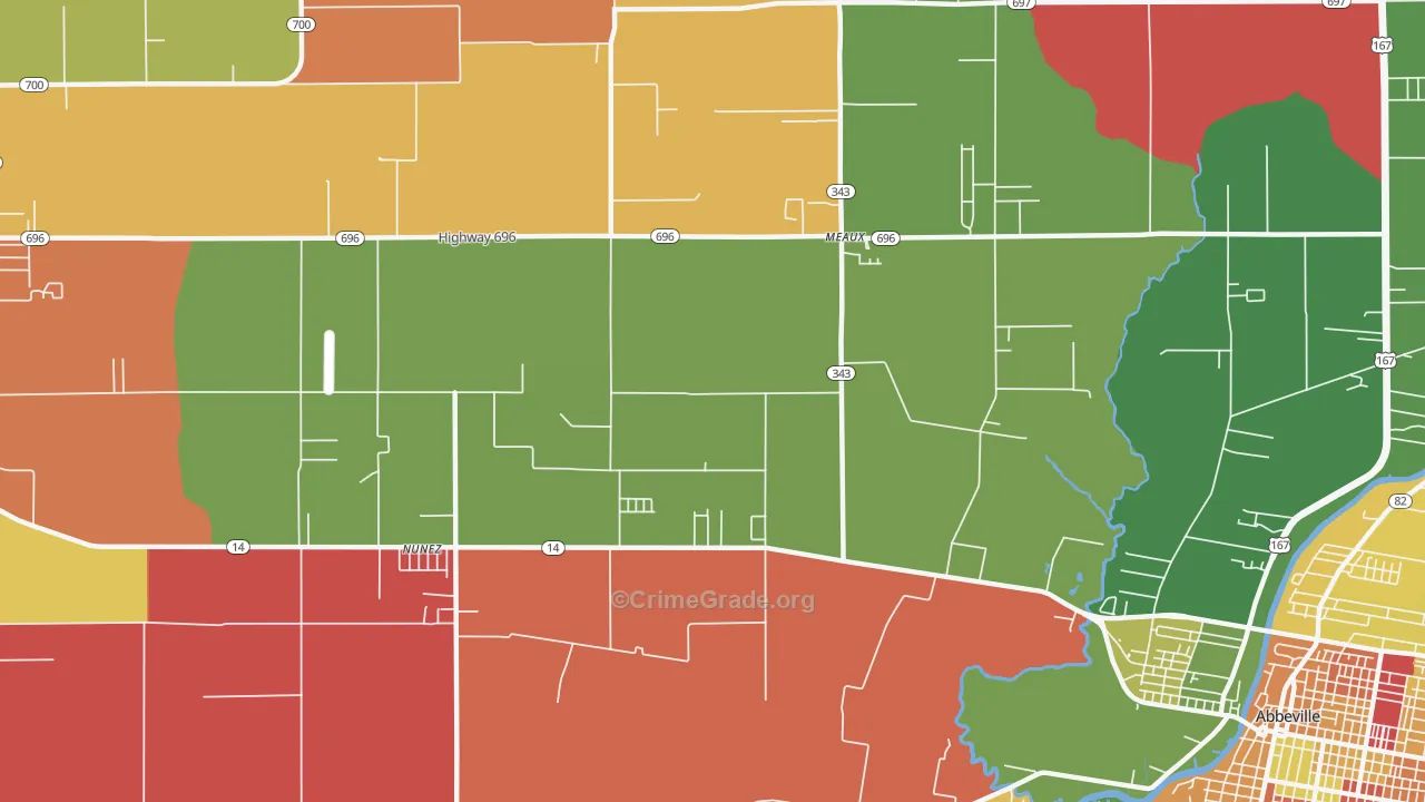Meaux, LA Map of Robbery Rates
