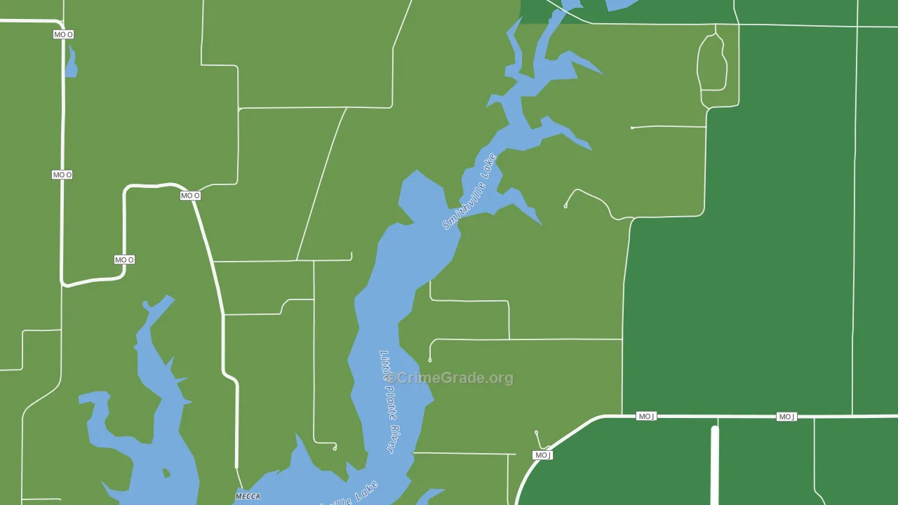 Mecca, MO Map of Robbery Rates