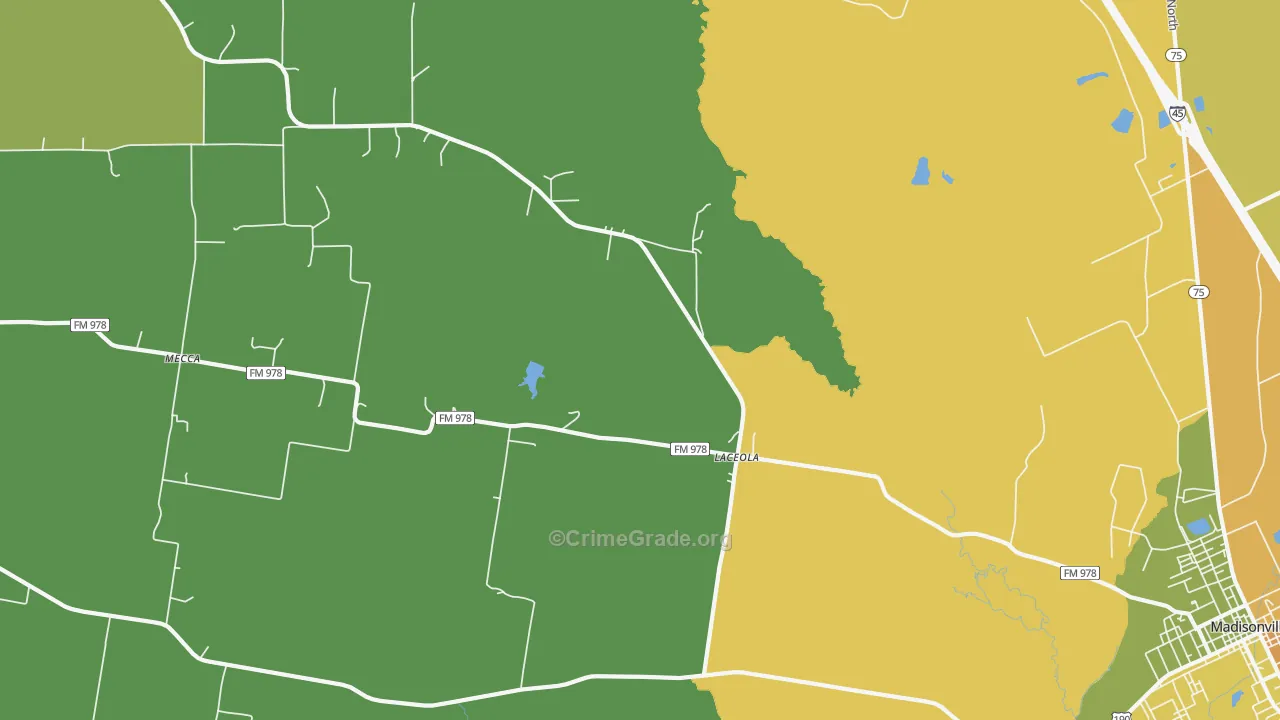 Mecca, TX Map of Robbery Rates