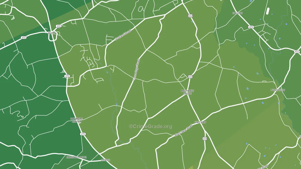 Mechanics Grove, PA Map of Robbery Rates