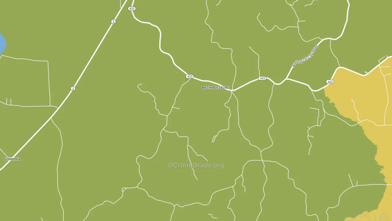 Mechanicsburg, MS Map of Robbery Rates
