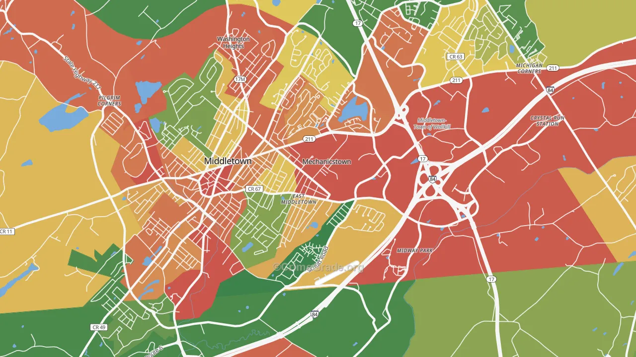 Mechanicstown, NY Map of Robbery Rates