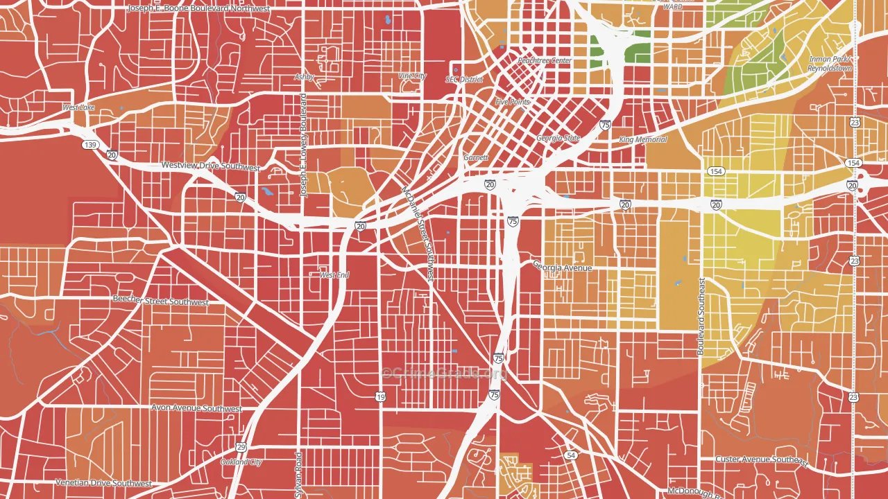 Mechanicsville, Atlanta, GA Map of Robbery Rates