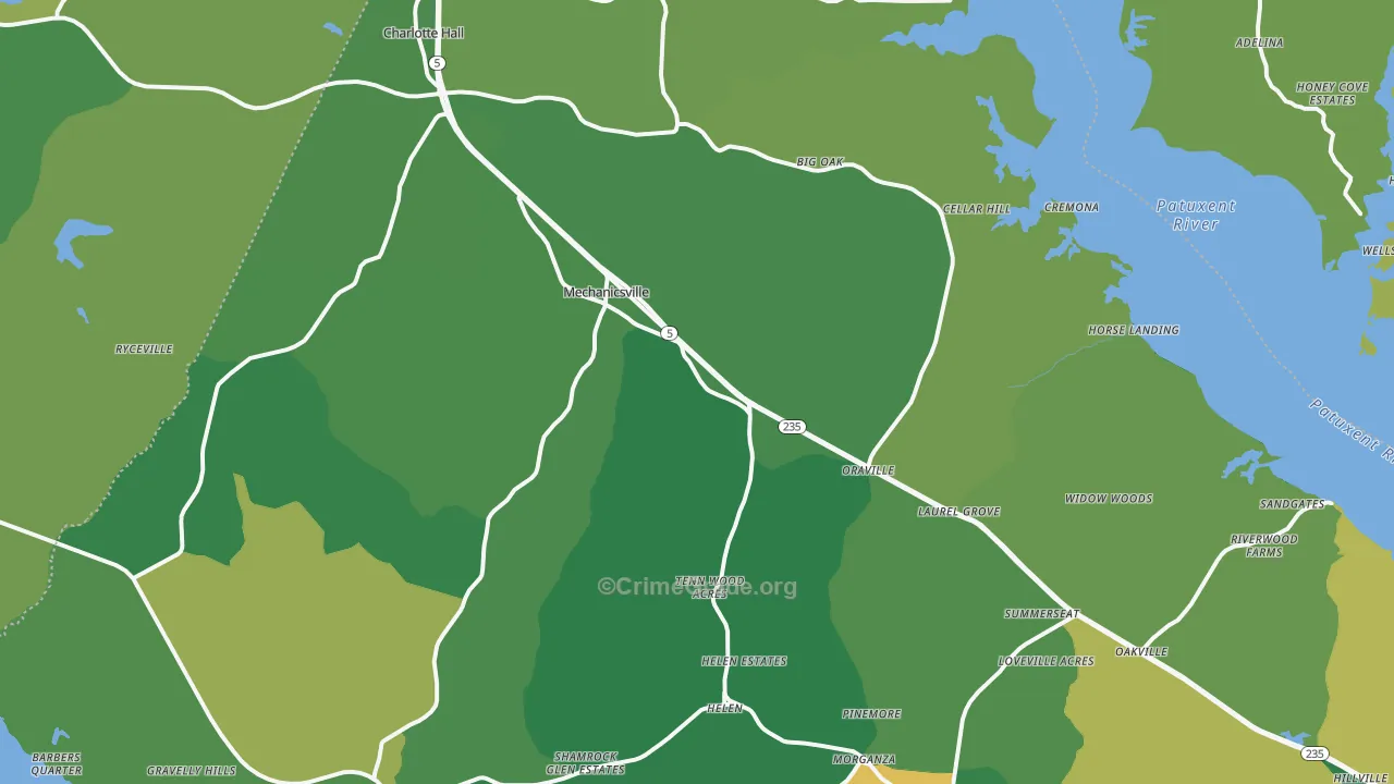 Mechanicsville, MD Map of Robbery Rates