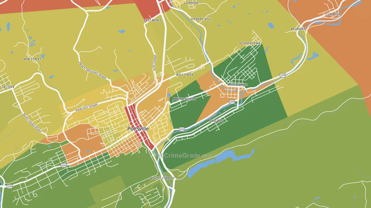 Mechanicsville, PA Map of Robbery Rates