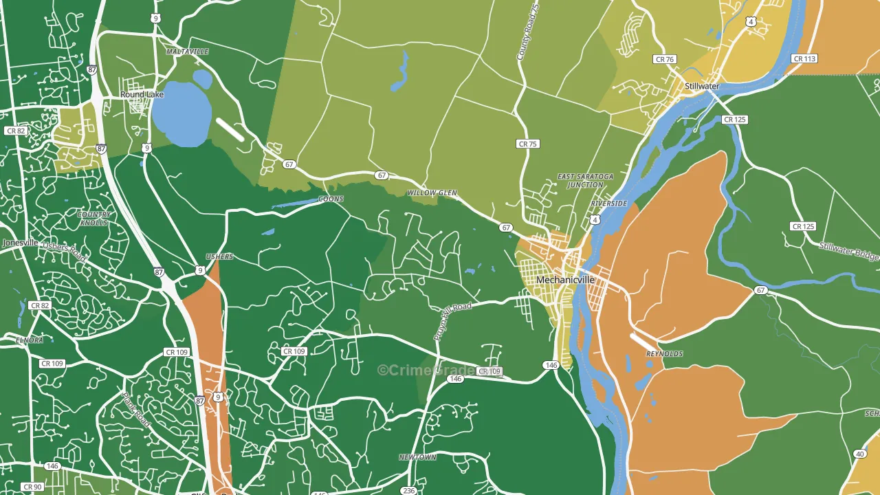 Mechanicville, NY Map of Robbery Rates