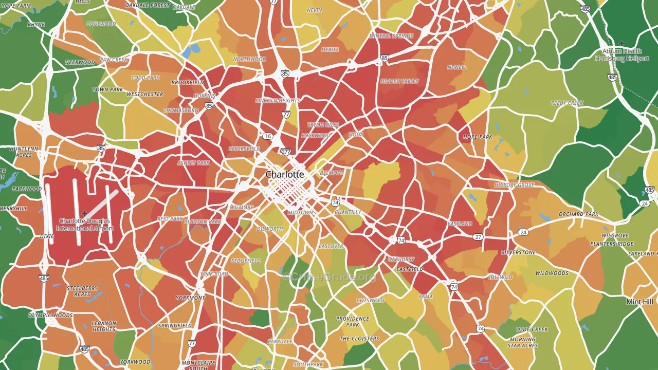 Mecklenburg County, NC Map of Robbery Rates