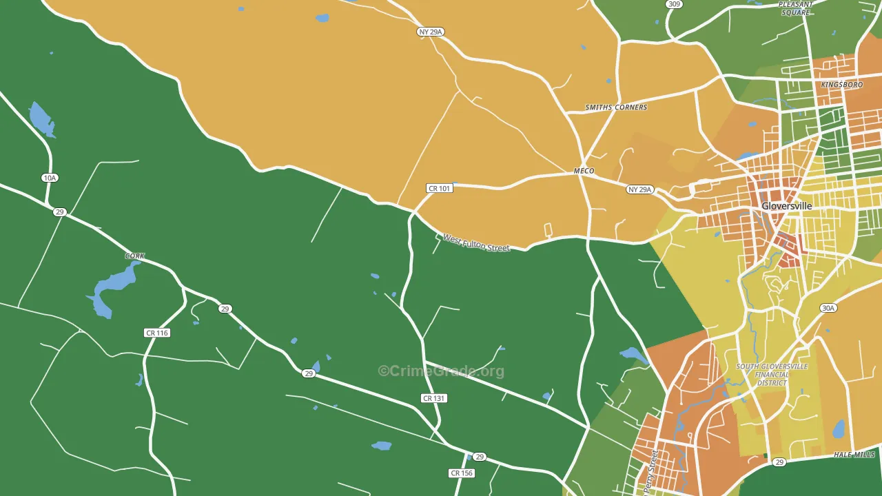 Meco, NY Map of Robbery Rates