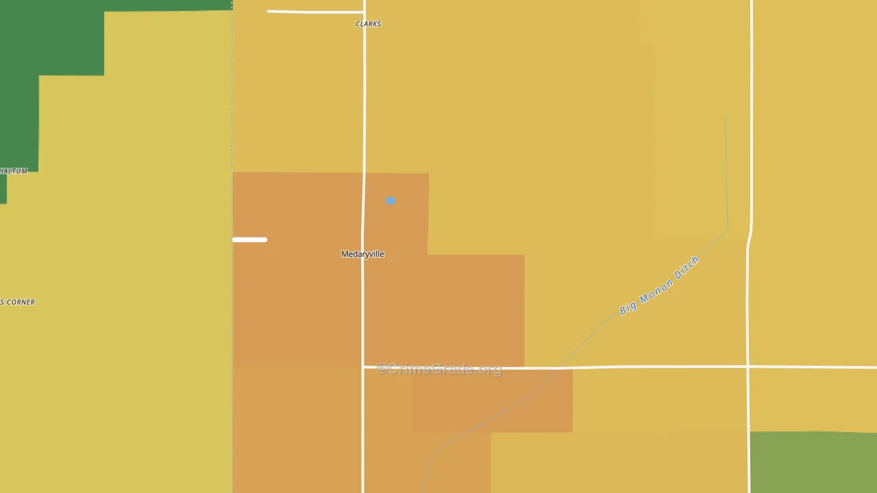Medaryville, IN Map of Robbery Rates
