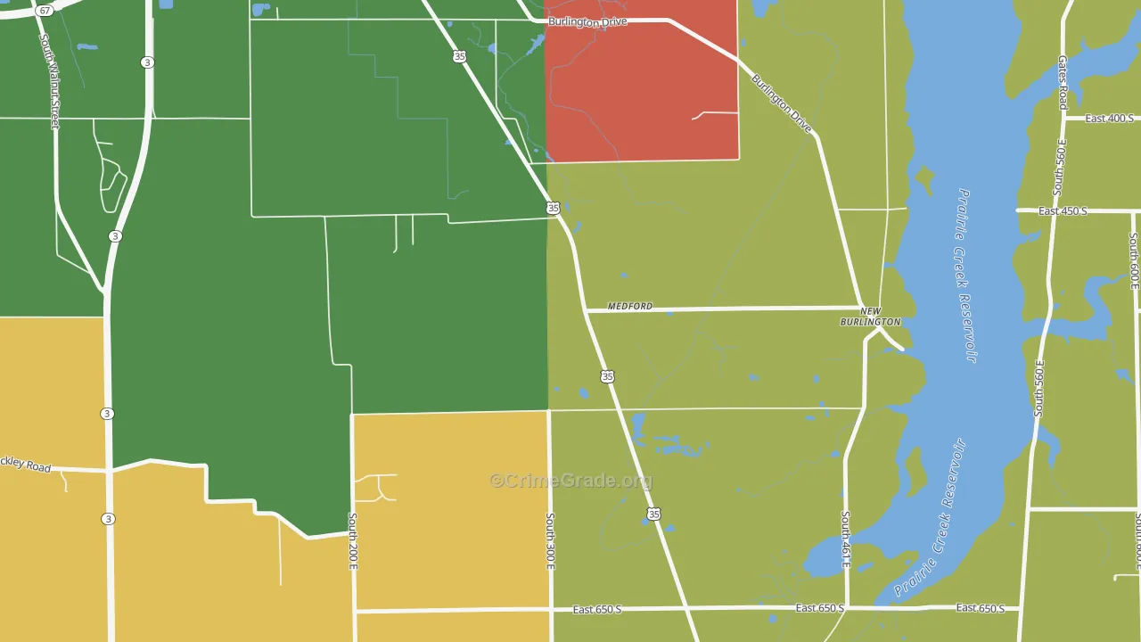 Medford, IN Map of Robbery Rates
