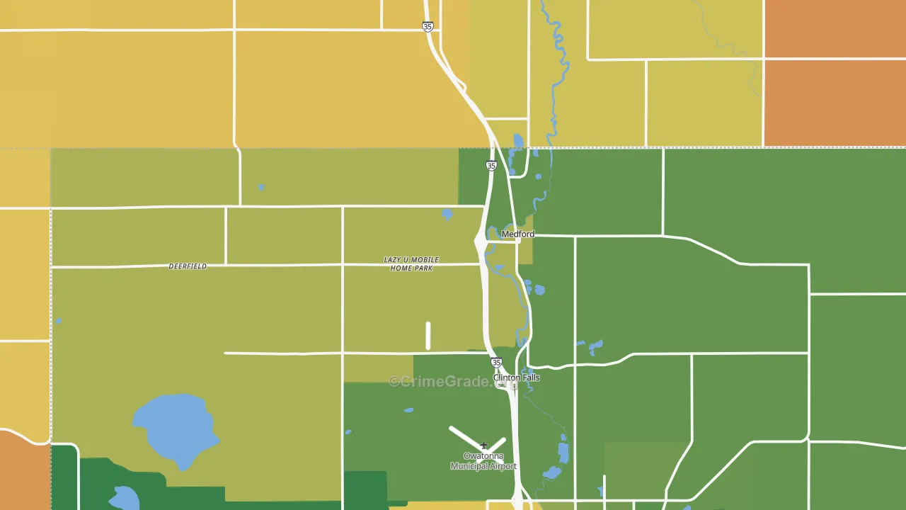 Medford, MN Map of Robbery Rates