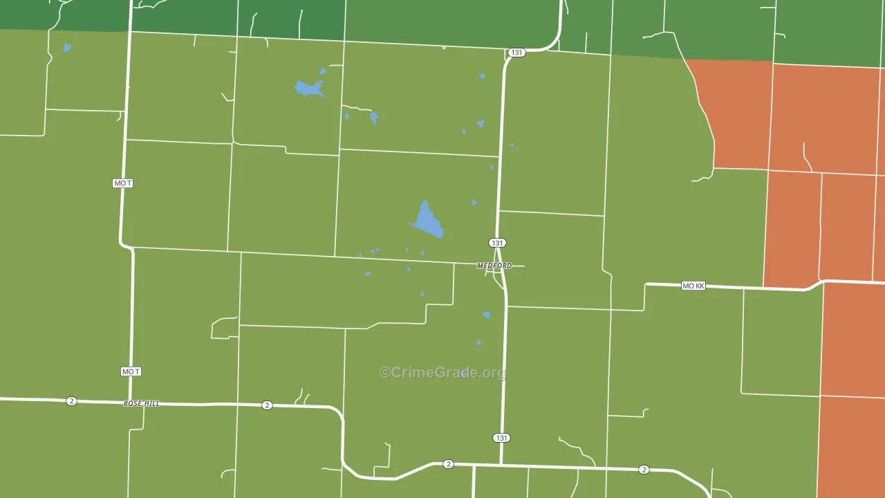 Medford, MO Map of Robbery Rates