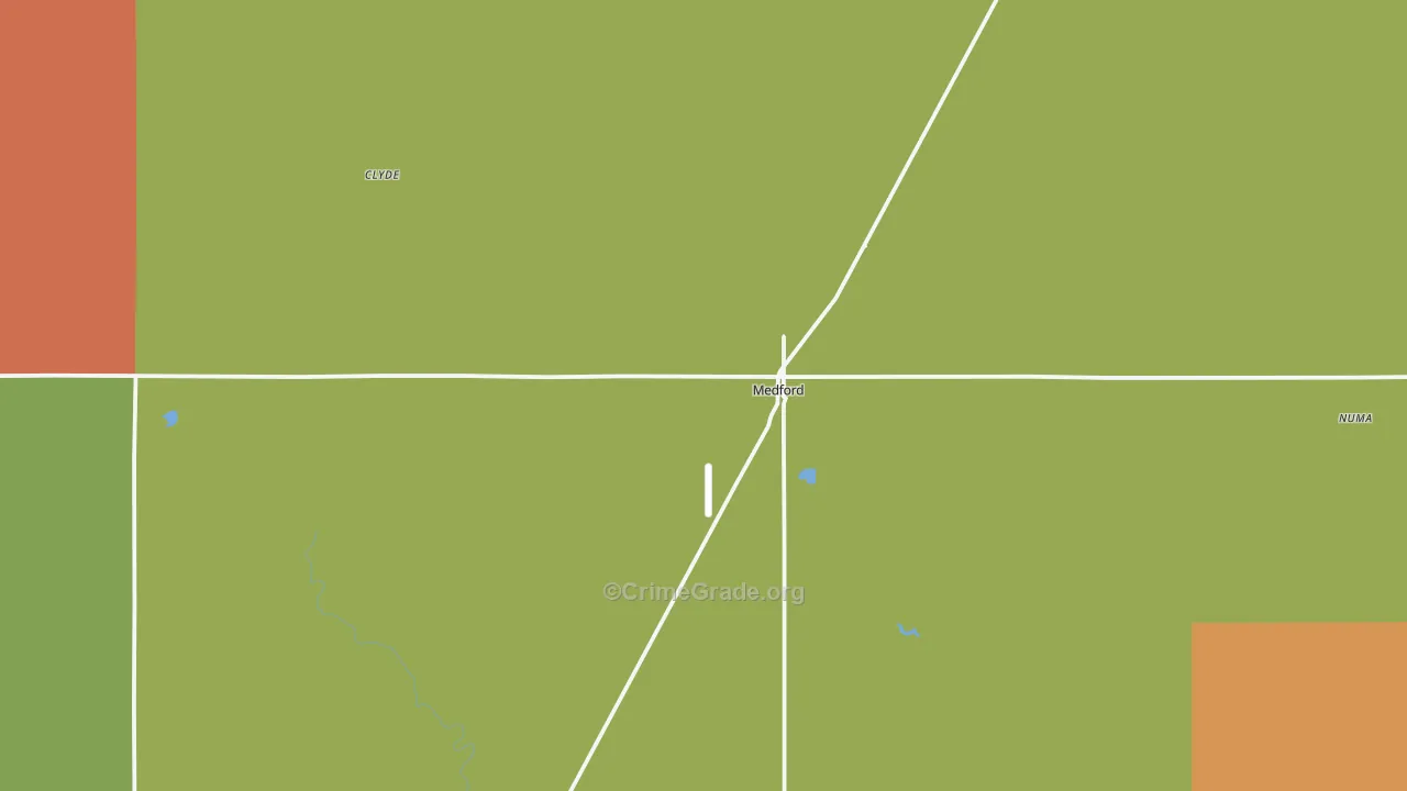 Medford, OK Map of Robbery Rates