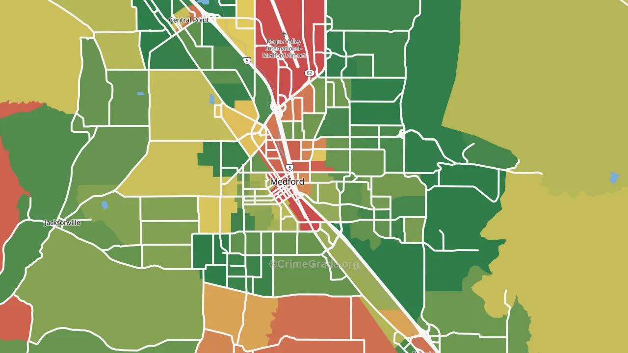 Medford, OR Map of Robbery Rates